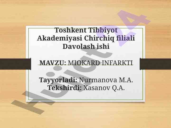 Miyokard infarkti va uning patogenezi