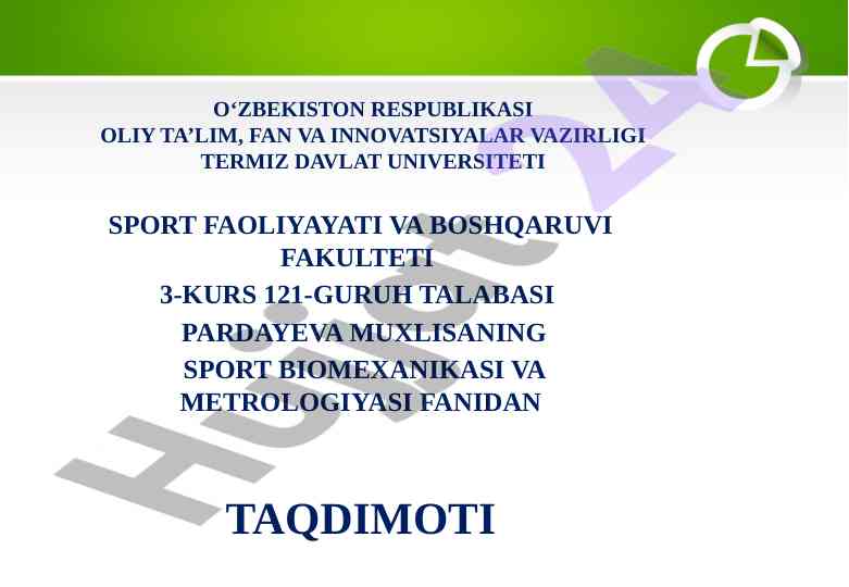 Sport biomekanikasi va metrologiyasi taqdimoti