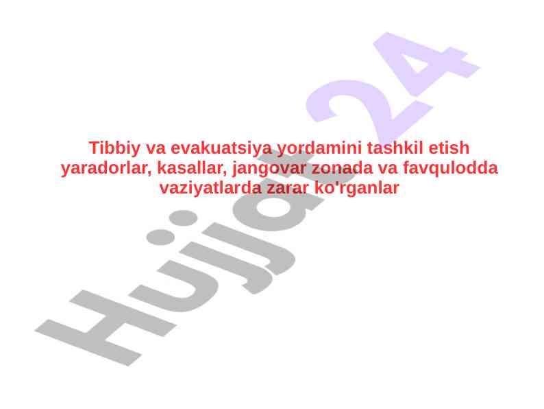 Tibbiy evakuatsiya yordamini tashkil etiish