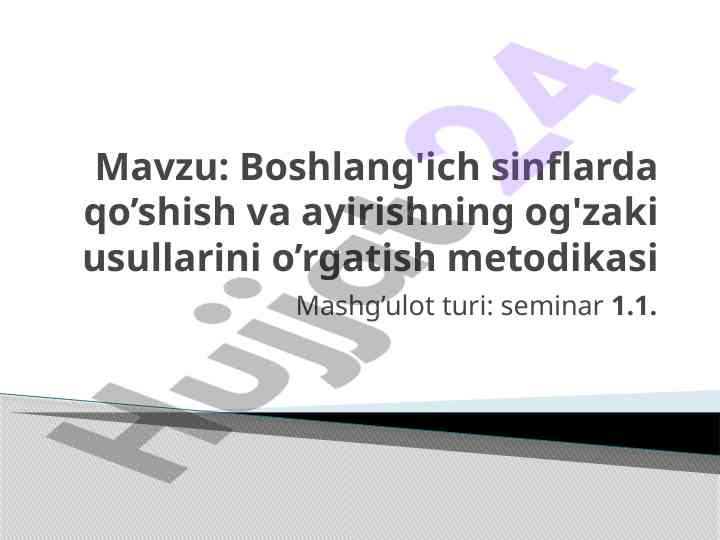 Og'zaki usullarni o'rganish metodikasi seminar