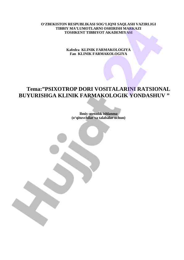 Psixotrop dori vositalarini ratsional buyurishga yondashuv