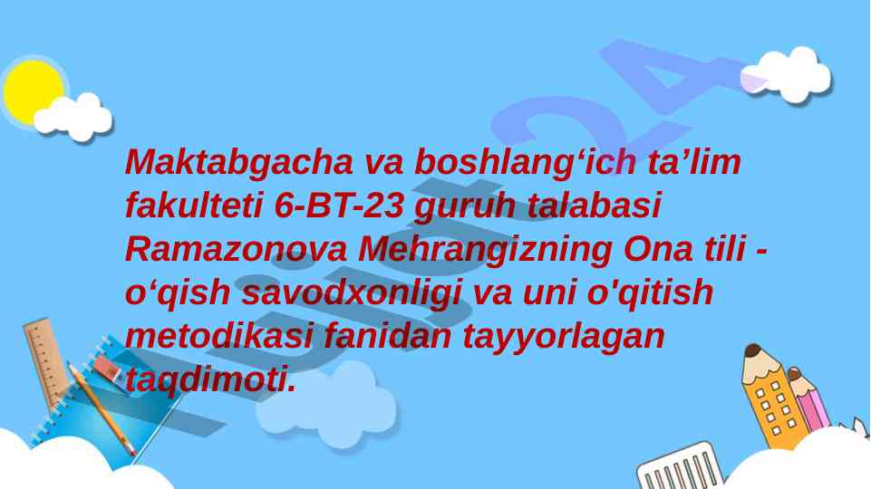Mustaqil ta'lim: so'z turkumlari taqdimoti