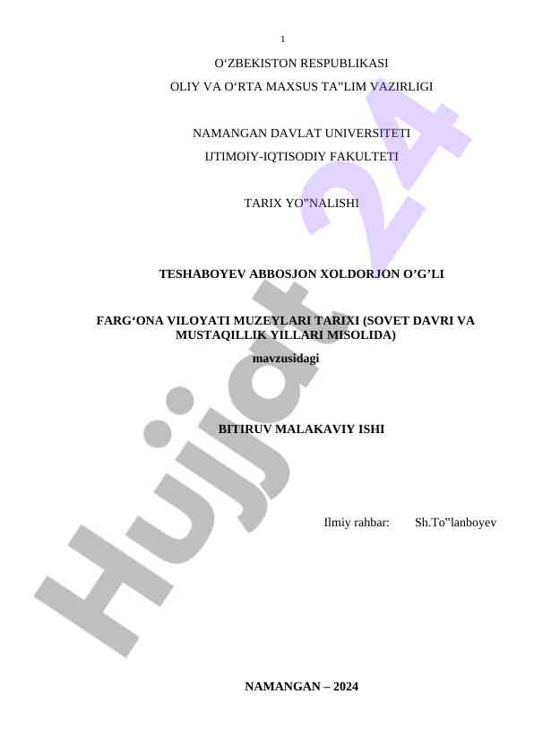 O'zbekiston tarixi sovet davri va mustaqillik yillari