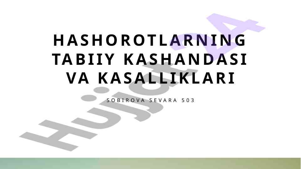 Hashorotlarning tabiiy kashandasi va ahamiyati