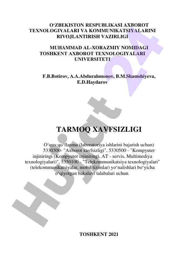 Tarmoq xavfsizligi oʻquv qoʻllanmasi