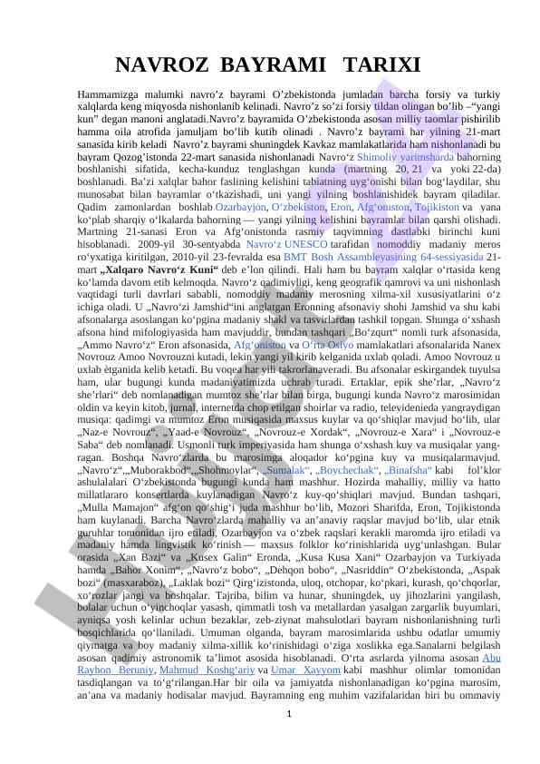 Navro'z bayrami tarixi va an'analari