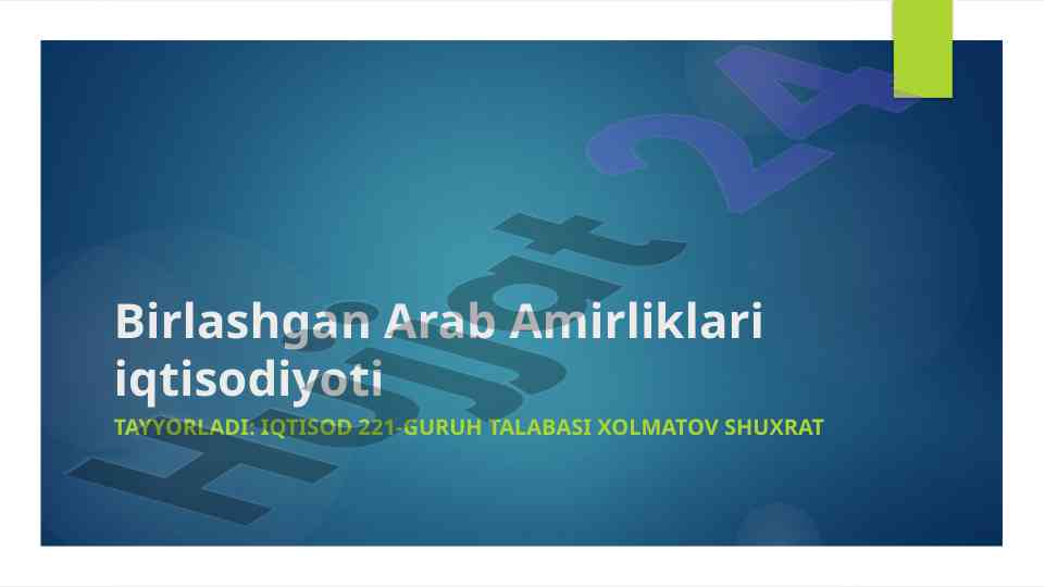Birlashgan arab amirliklari iqtisodiyoti tahlili