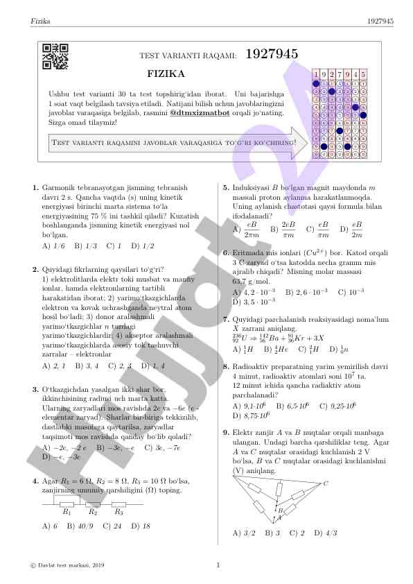 Fizika test varianti 1927945