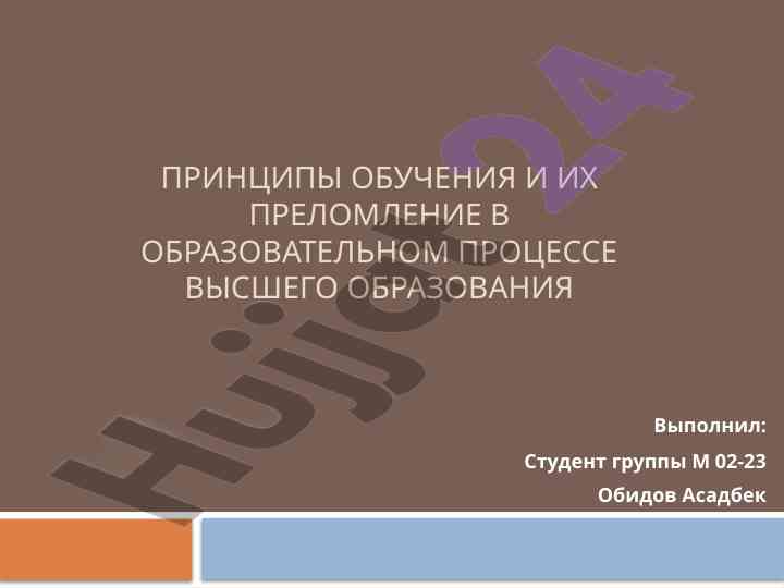 Принципы обучения и их преломление в высшем образовании