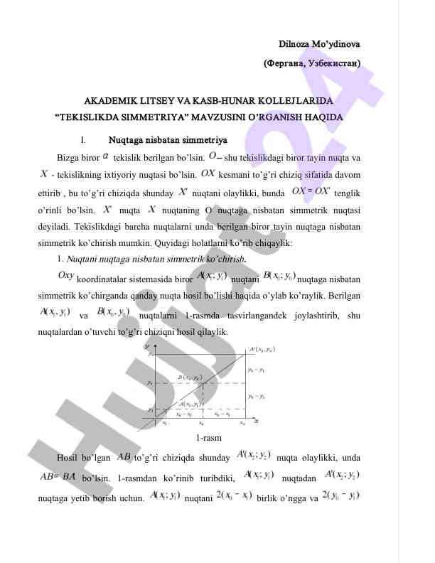 Tekislikda simmetriya mavzusini o’rganish