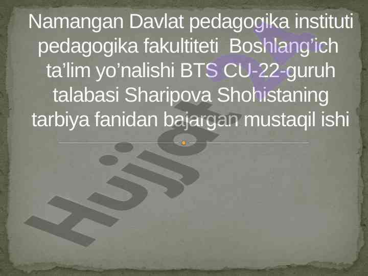 Tarbiya jarayonini tashkil etishga zamonaviy yondashuvlar