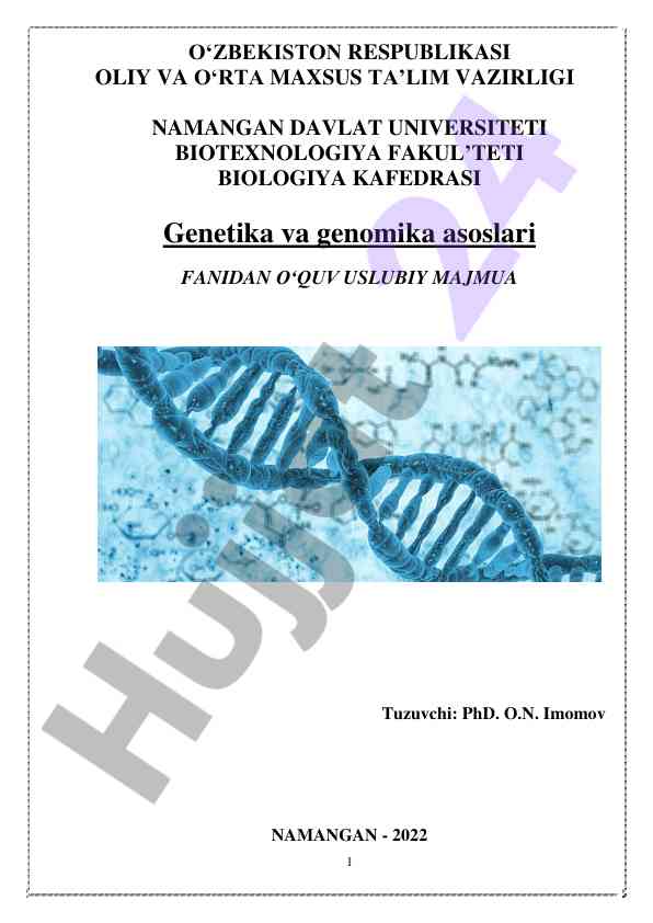 Genetika va genomika asoslari o‘quv uslubiy majmua