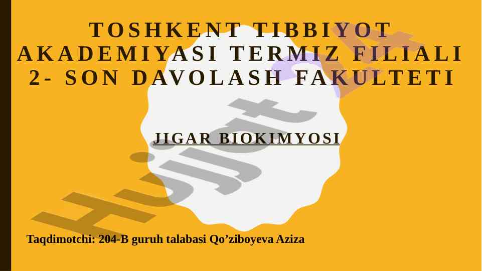 Jigar biokimyosi va uning funktsiyalari