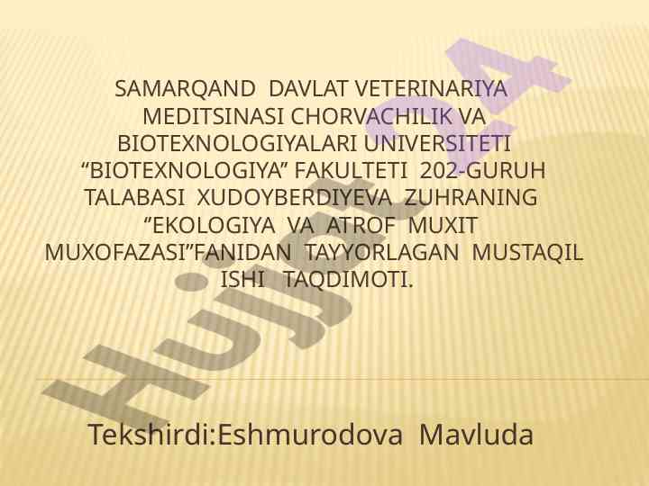 Tabiatdan oqilona foydalanishni istiqbollari