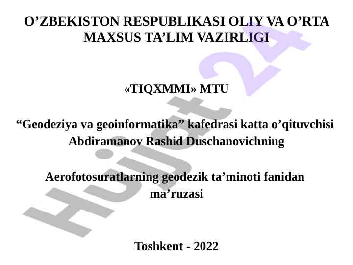 Aerofotosuratlarning geodezik ta’minoti tahlili