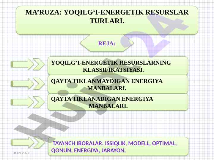 Yoqilg‘i-energetik resurslar turlari ma’ruzasi