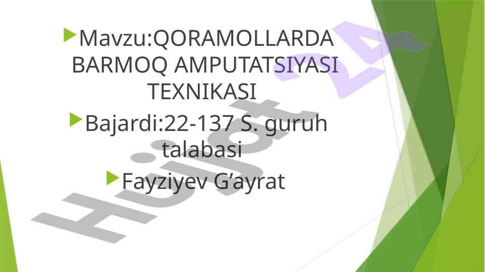 Qoramollarda barmoq amputatsiyasi texnikasi
