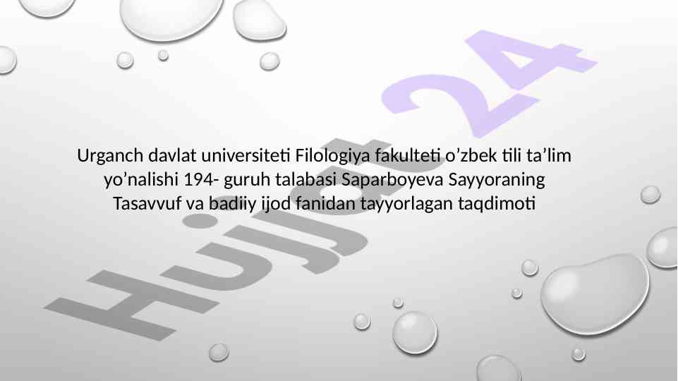 Islomning asosi va tasavvuf yo’llari mavzusida taqdimot