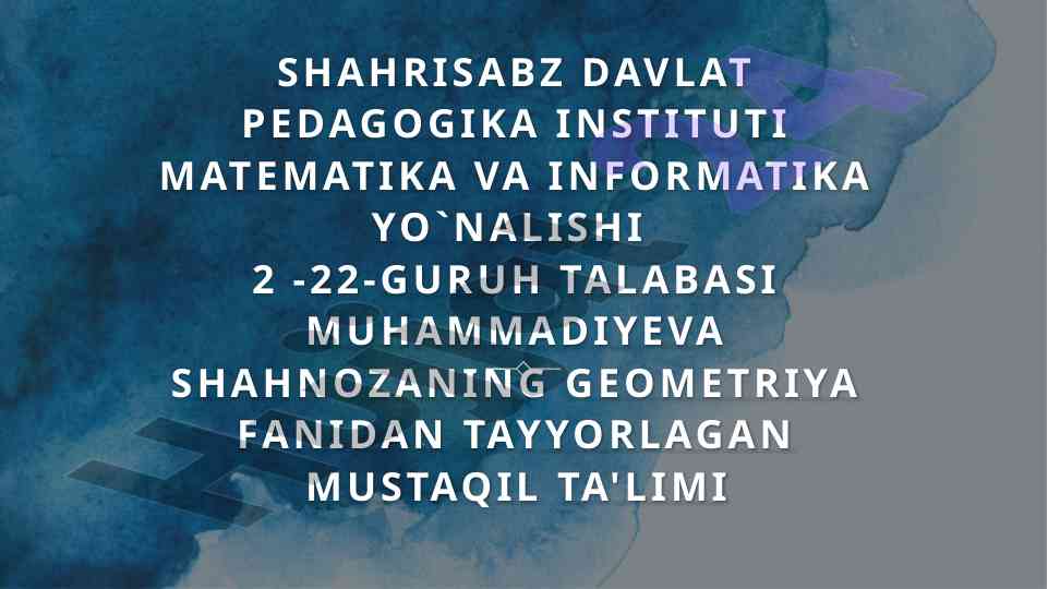 Tekislik tenglamalari va geometrik tekshirish