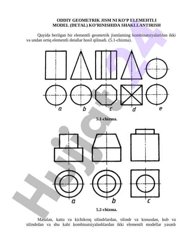 Ko’p elementli geometrik modellar yaratuvchi usullar