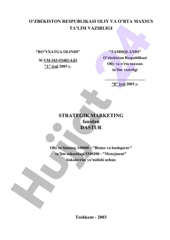 Strategik marketing fanidan dastur