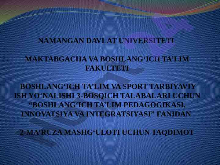 Shaxs rivojlanishining umumiy qonunlari