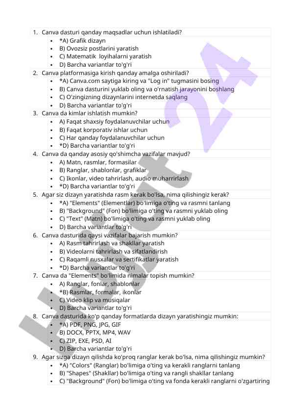 Canva dasturi va uning asosiy funksiyalari