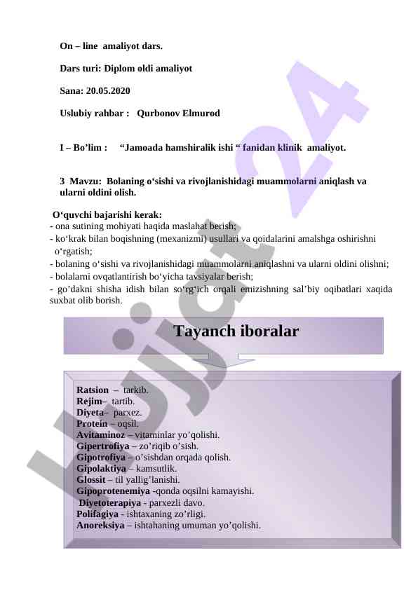 Bolalar ovqatlantirish va sog‘lom rivojlanish