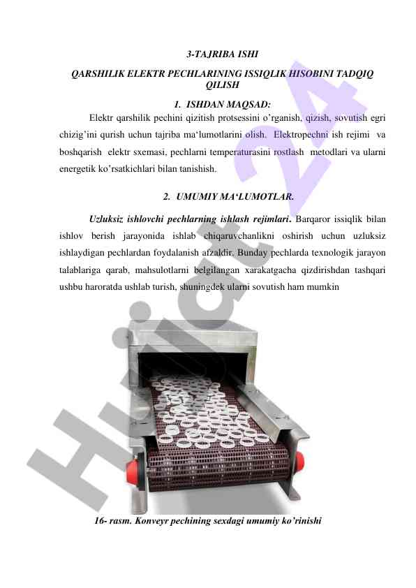 Qarshilik elektr pechlarining issiqlik hisobi