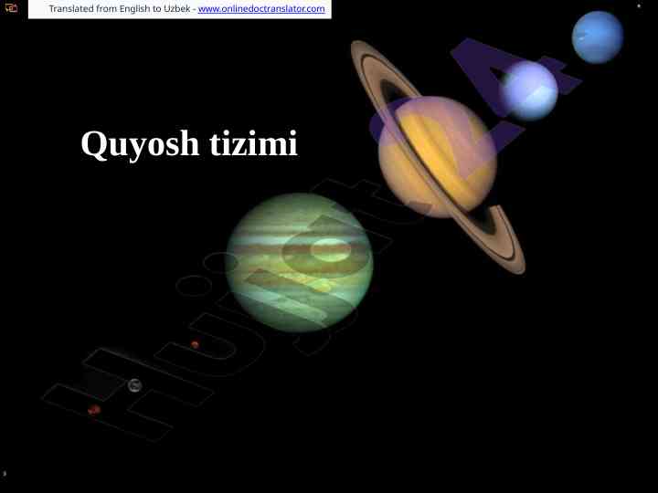 Quyosh tizimi haqida ma'lumotlar