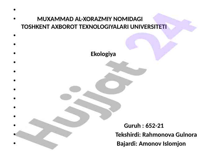 Ekologiyaga oid atamalar asosida tahlil