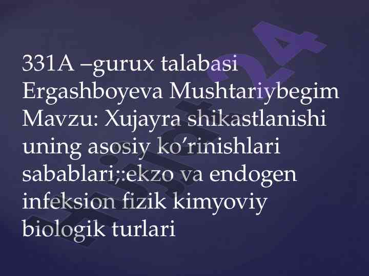 Xujayra shikastlanishi asosiy ko‘rinishlari sabablari