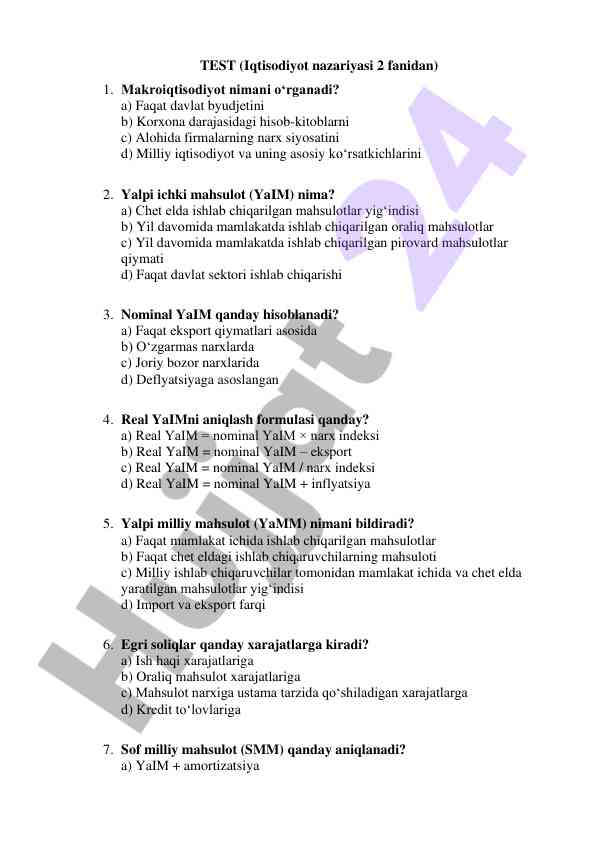 Makroiqtisodiyot va yalpi ichki mahsulot