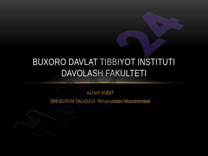 Klinik audit tajribalari va diagnostik yondashuvlar