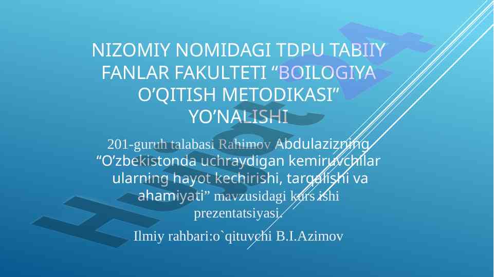 O’zbekistonda uchraydigan kemiruvchilar tarixi