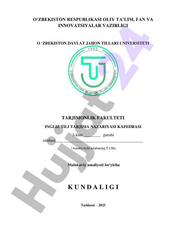 Malakaviy amaliyot haqida ma'lumotlar