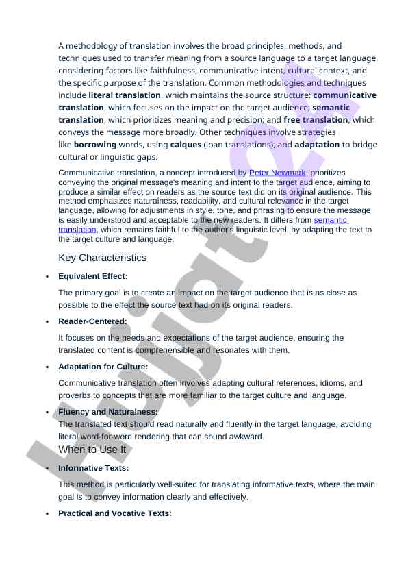 Translation methodologies and their techniques overview