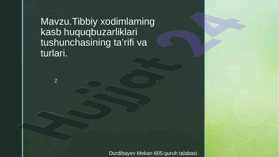 Tibbiy xodimlarning kasb huquqbuzarliklari tushunchasi