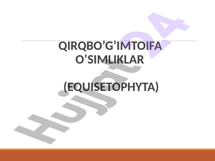 Qirqbo’g’imtoifa o’simliklar tavsifi va ahamiyati