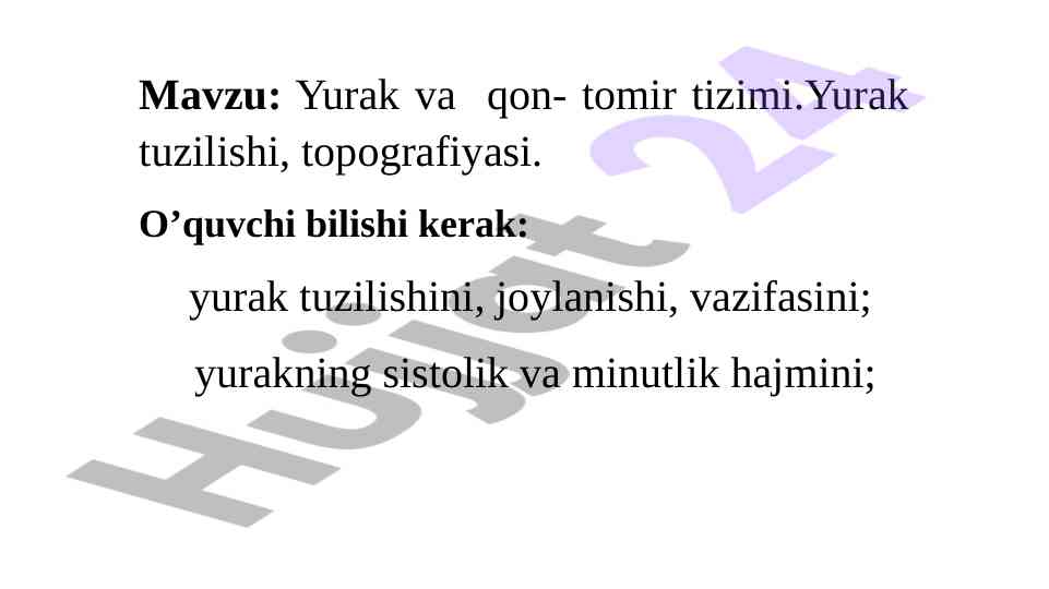 Yurak va qon-tomir tizimi taqdimoti