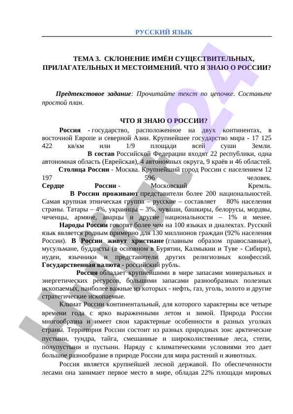 Склонение имен существительных и прилагательных