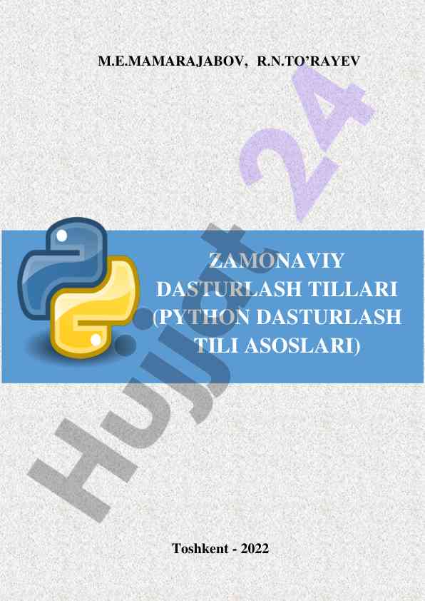 Zamonaviy dasturlash tillari o‘quv qo‘llanmasi