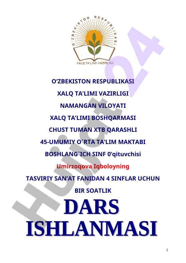 Bahor gullari mavzusida tasviriy san'at dars
