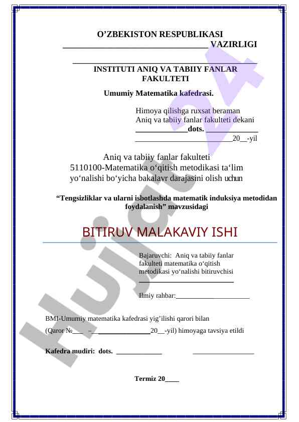 Tengsizliklarni isbotlashda matematik induksiya