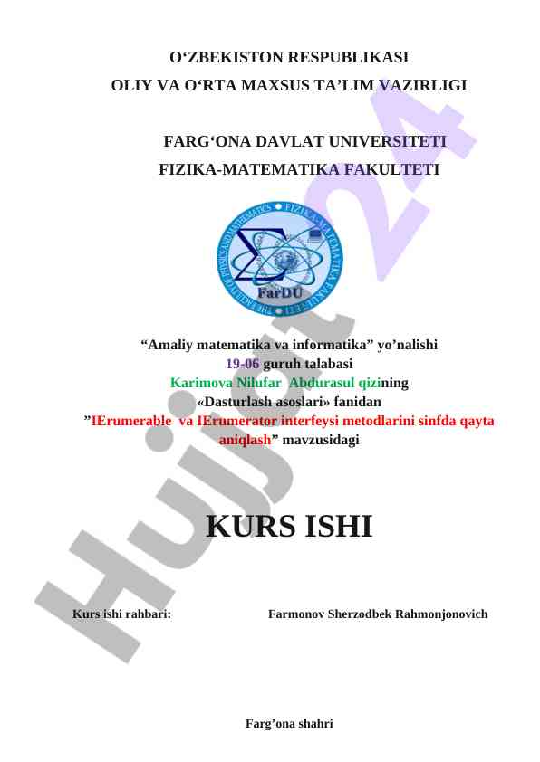 Dasturlash asoslari: ienumerable va ienumerator interfeysi