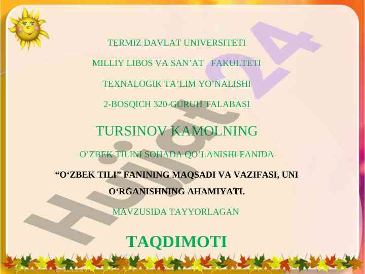 O‘zbek tili fani va uni o‘rganishning ahamiyati