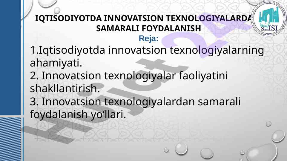 Iqtisodiyotda innovatsion texnologiyalarni ahamiyati