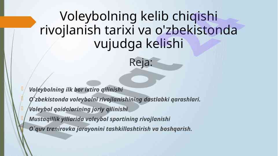 Voleybolning tarixi va rivojlanishi o'zbekistonda