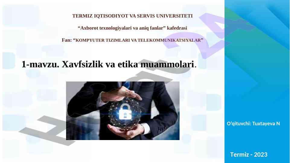 Komp'yuter tizimlari va telekommunikatsiyalar xavfsizligi