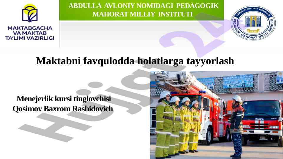 Favqulodda holatlarga tayyorlik kurslari